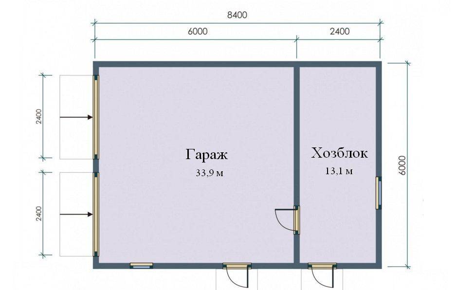 Проект гаража на 2 автомобиля: планировка, размеры, особенности