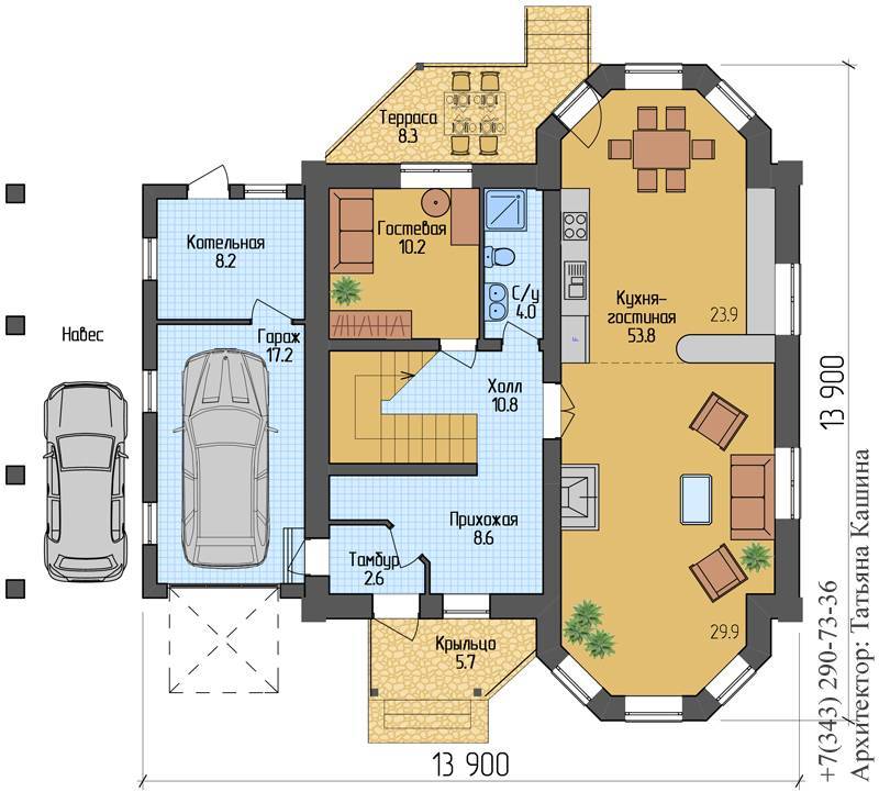 Проекты домов с бассейном и гаражом: планы одноэтажных или двухэтажных коттеджей