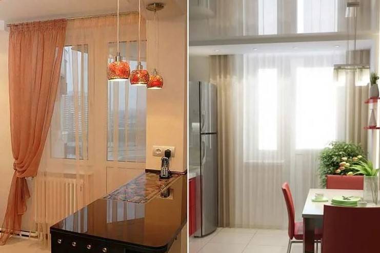 Современные шторы на кухню с балконной дверью: варианты дизайна 17 фото