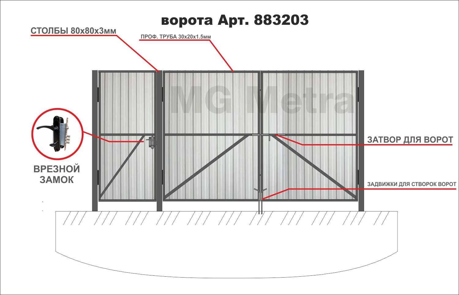 Ворота из металлопрофиля чертежи