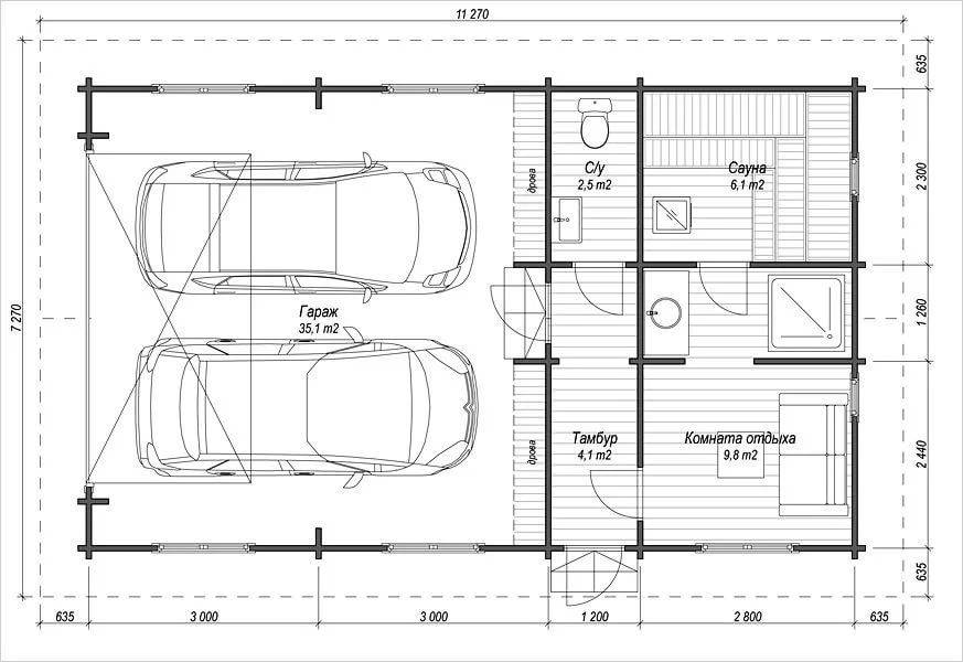 Гараж с хозблоком под одной крышей (29 фото): проекты и планы сараев с гаражом на 1 и 2 машины, баней и навесом. делаем своими руками для дачи