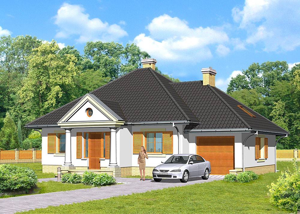 Проекты одноэтажных домов с гаражом для авто и самыми удобными планировками