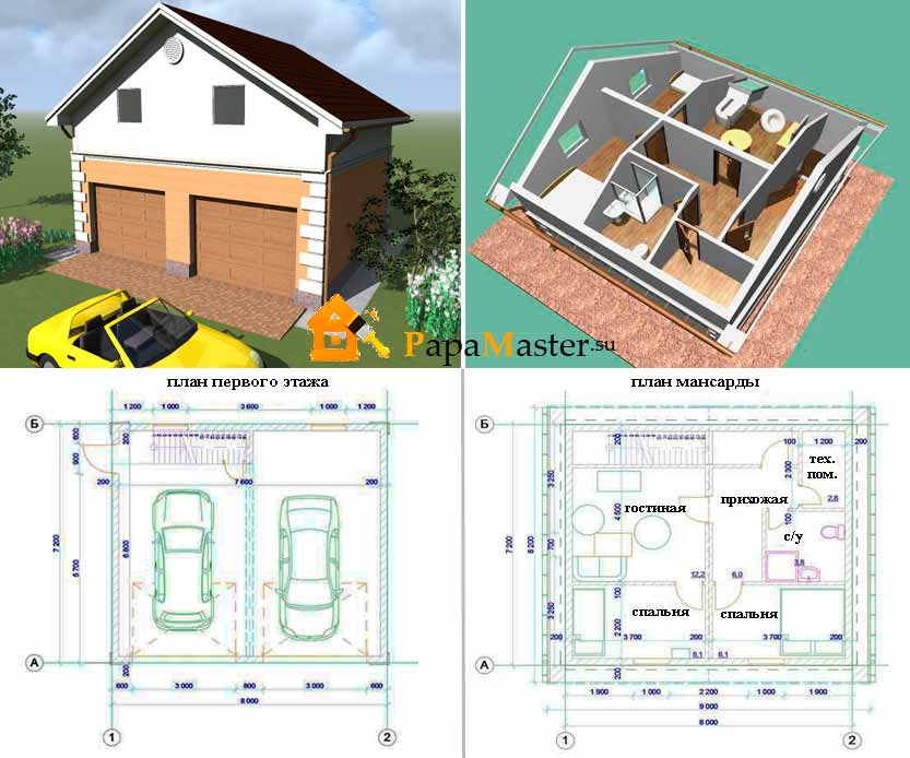 Двухэтажный гараж: проект и особенности строительства