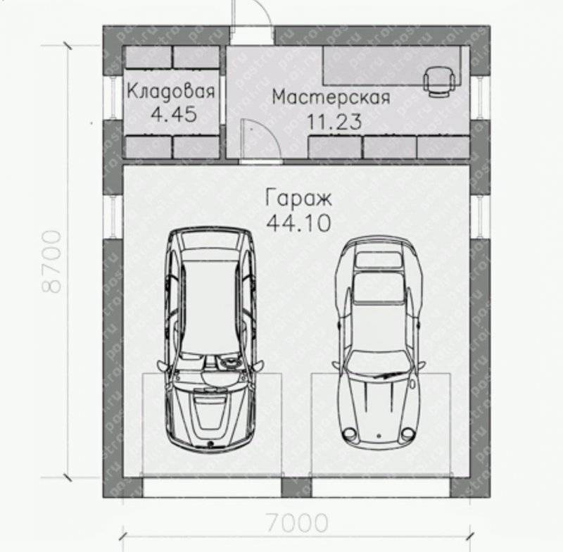 Планировка гаража: внутренние и наружные работы своими руками, проекты помещения площадью 6х4 на 2 машины, оборудование мастерской