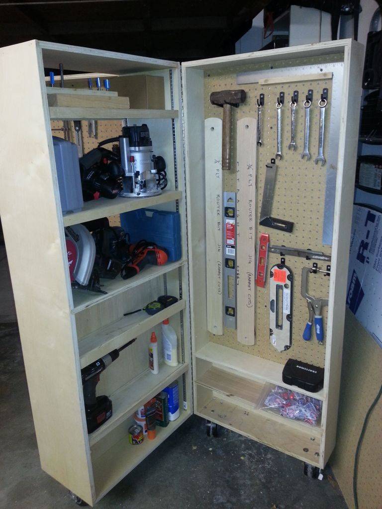 Системы хранения для гаража: фото мебели, шкаф для вещей, мелочей и лыж своими руками