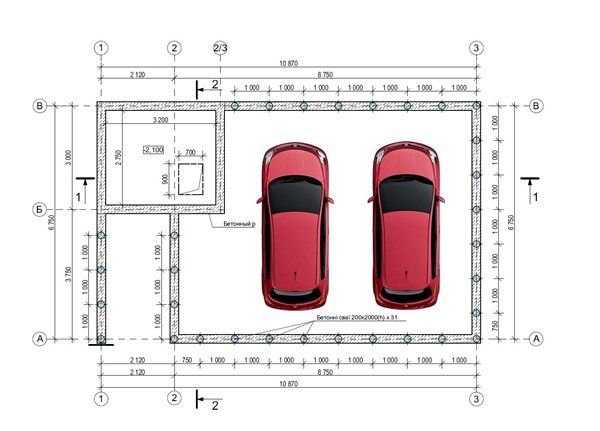 Какими должны быть размеры гаража на 2 машины