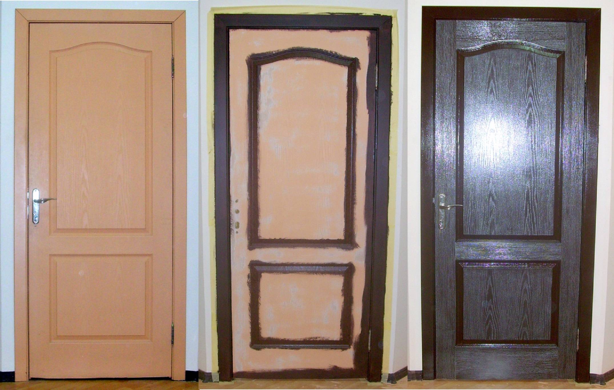 Перекраска дверей шпон