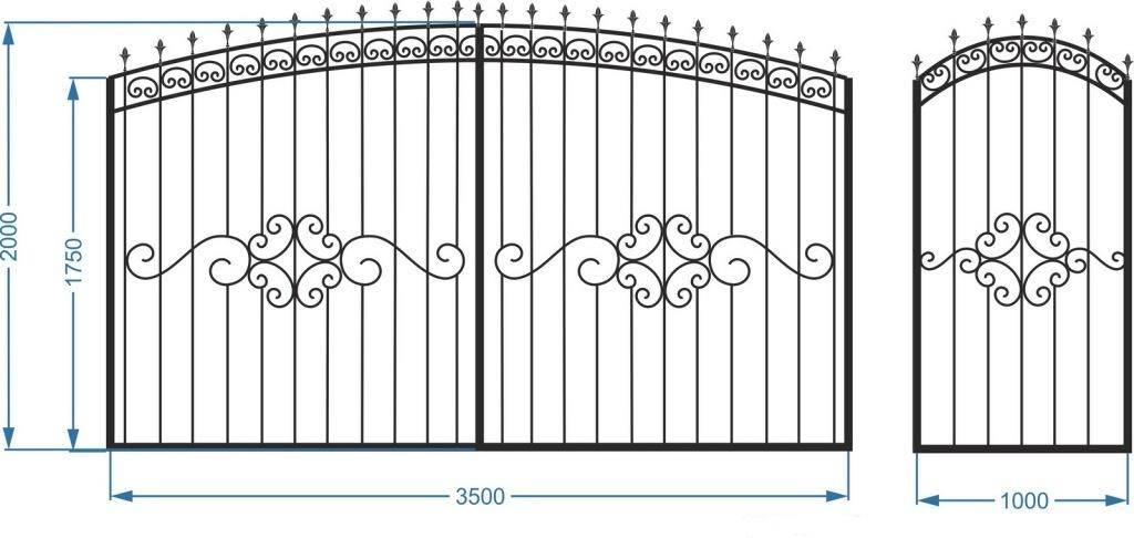 Чертежи распашных ворот из профнастила: особенности изготовления калиток, фото и установка своими руками